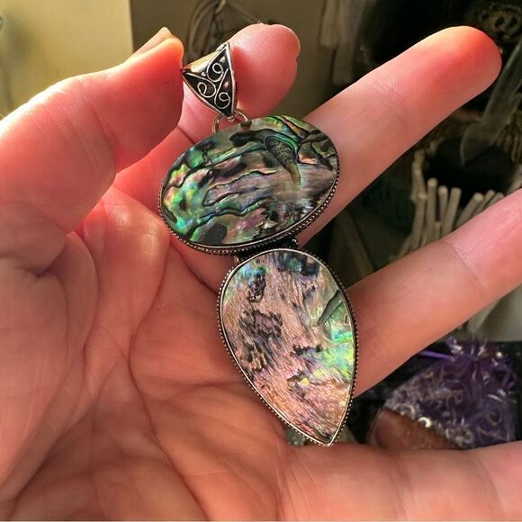 Mermaid Abalone Shell Sterling Silver Pendant - Picture 4 of 5